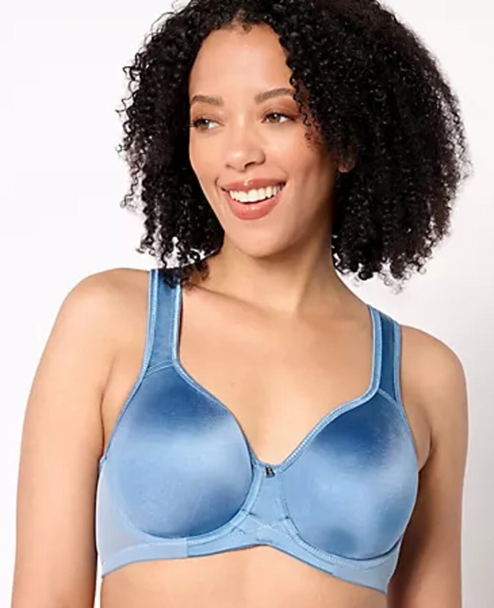 Breezies Signature Shine Unlined Underwire Support Bra Blue 46B
